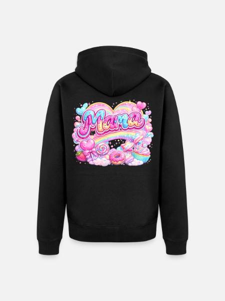 Mama Candy und Regenbogen | Mama-Geschenk - Unisex Premium Bio Zip Hoodie - Schwarz