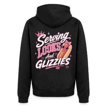 Glizzy Fan Hot Dog Sausage Enthusiast - Unisex Premium Organic Zip Hoodie - black - Back - Nico (187cm)