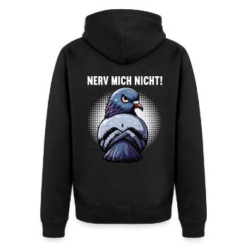 Nerv Mich Nicht Taube Tauben Taubenliebhaber  - Unisex Premium Bio Zip Hoodie - Schwarz - Hinten - Nico (187cm)