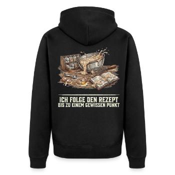 Backen Rezept Lustiger Spruch Hobbybäcker Geschenk - Unisex Premium Bio Zip Hoodie - Schwarz - Hinten - Nico (187cm)