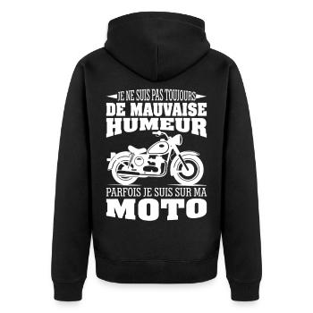 Moto Motard Cadeau Humour Personnalisé - Veste à capuche bio Premium Unisexe - noir - Dos - Nico (187cm)