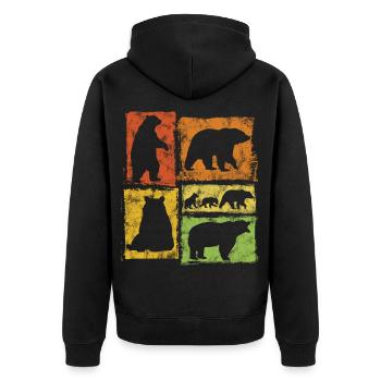 Bären Vintage Grafik - Unisex Premium Bio Zip Hoodie - Schwarz - Hinten - Nico (187cm)
