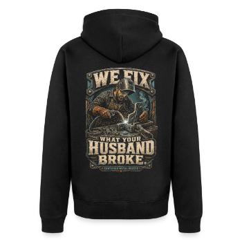 Welder Welding Specialist - Unisex Premium Organic Zip Hoodie - black - Back - Nico (187cm)
