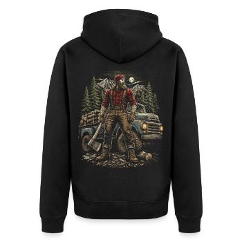 Bûcherons, coupe-arbres, bûcherons, - Veste à capuche bio Premium Unisexe - noir - Dos - Nico (187cm)