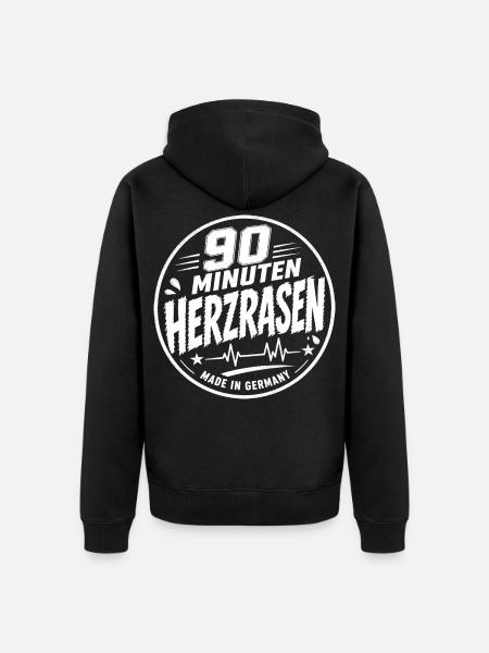 90 Minuten Herzrasen - Unisex Premium Bio Zip Hoodie - Schwarz