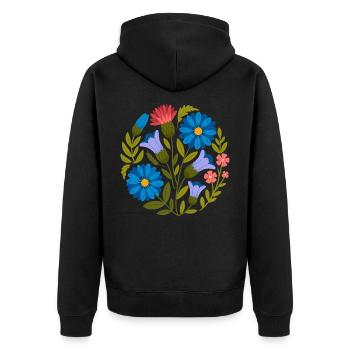 Design floral rond vintage avec un charme intemporel - Veste à capuche bio Premium Unisexe - noir - Dos - Nico (187cm)