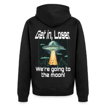 Bitcoin Get In Loser To The Moon UFO Alien Meme - Veste à capuche bio Premium Unisexe - noir - Dos - Nico (187cm)