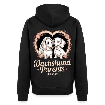 Parents teckels 2026 - Veste à capuche bio Premium Unisexe - noir - Dos - Nico (187cm)
