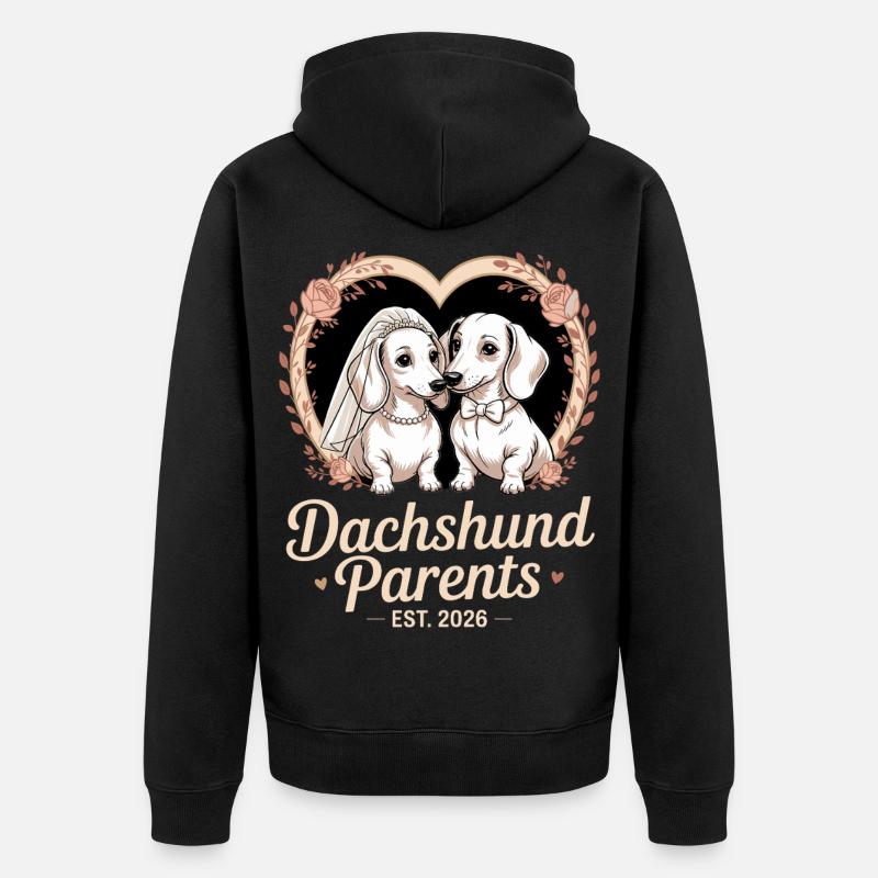 Dackel Eltern 2026 - Unisex Premium Bio Zip Hoodie - Schwarz