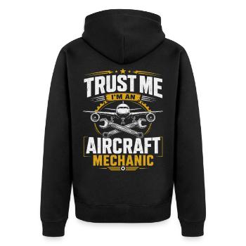 Aircraft Maintenance Technician Aviation Mechanics - Unisex Premium Organic Zip Hoodie - black - Back - Nico (187cm)