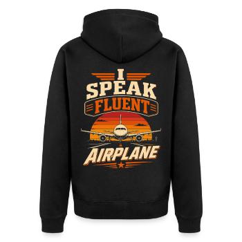 Aircraft, mechanics, engineering and aeronautics - Unisex Premium Organic Zip Hoodie - black - Back - Nico (187cm)
