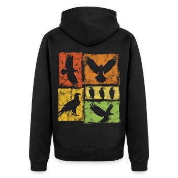 Eagle Retro Graphic - Unisex Premium Organic Zip Hoodie - black - Back - Nico (187cm)