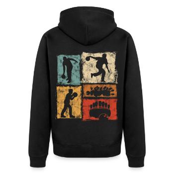 Quilles Skittles Vintage Graphique pour les Bowlers - Veste à capuche bio Premium Unisexe - noir - Dos - Nico (187cm)