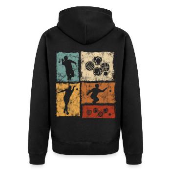 Bocce and Petanque Player Graphic - Unisex Premium Organic Zip Hoodie - black - Back - Nico (187cm)