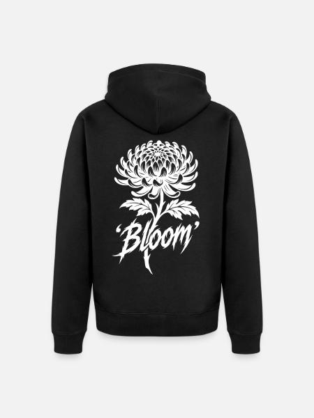 Bloom Chrysantheme Tattoo Style - Unisex Premium Bio Zip Hoodie - Schwarz