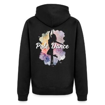 Pole Dance Silhouette: Watercolor Woman in High Heels - Unisex Premium Organic Zip Hoodie - black - Back - Nico (187cm)