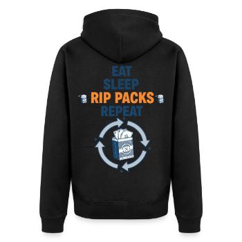 Eat Sleep Rip Packs Repeat-Sammelkarten-Booster - Unisex Premium Bio Zip Hoodie - Schwarz - Hinten - Nico (187cm)
