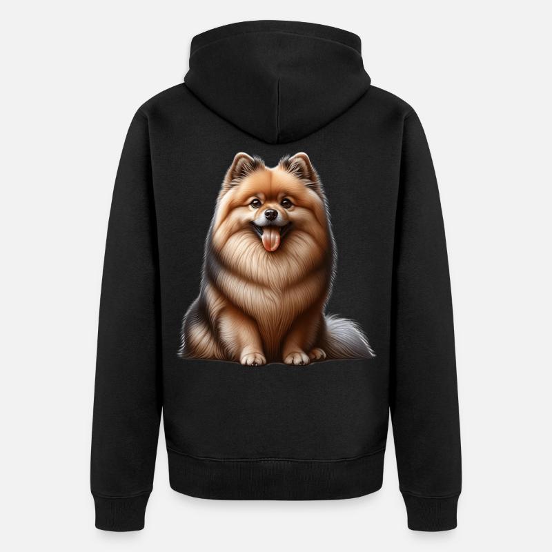 Spitz Zwergspitz German Spitz - Unisex Premium Bio Zip Hoodie - Schwarz