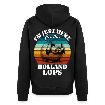 Funny Dwarf Ram Rabbit Sayings - Unisex Premium Organic Zip Hoodie - black - Back - Nico (187cm)
