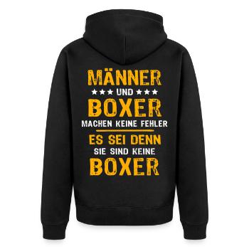 Boxer Boxen - Unisex Premium Bio Zip Hoodie - Schwarz - Hinten - Nico (187cm)