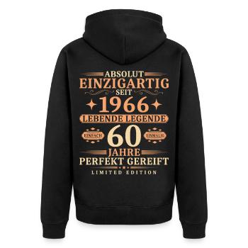 60. Geburtstag Einzigartig Jahrgang 1966 - Unisex Premium Bio Zip Hoodie - Schwarz - Hinten - Nico (187cm)