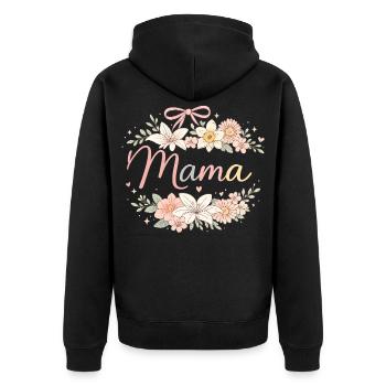 Mama Couronne de Fleurs et Nœud Rose | Rétro - Veste à capuche bio Premium Unisexe - noir - Dos - Nico (187cm)