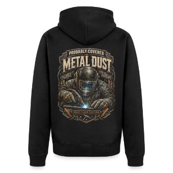 Welder Welding Professional Covered In Metal Dust - Unisex Premium Organic Zip Hoodie - black - Back - Nico (187cm)