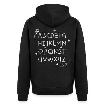 ABC écriture à la craie blanche étoiles & ballon - Veste à capuche bio Premium Unisexe - noir - Dos - Nico (187cm)