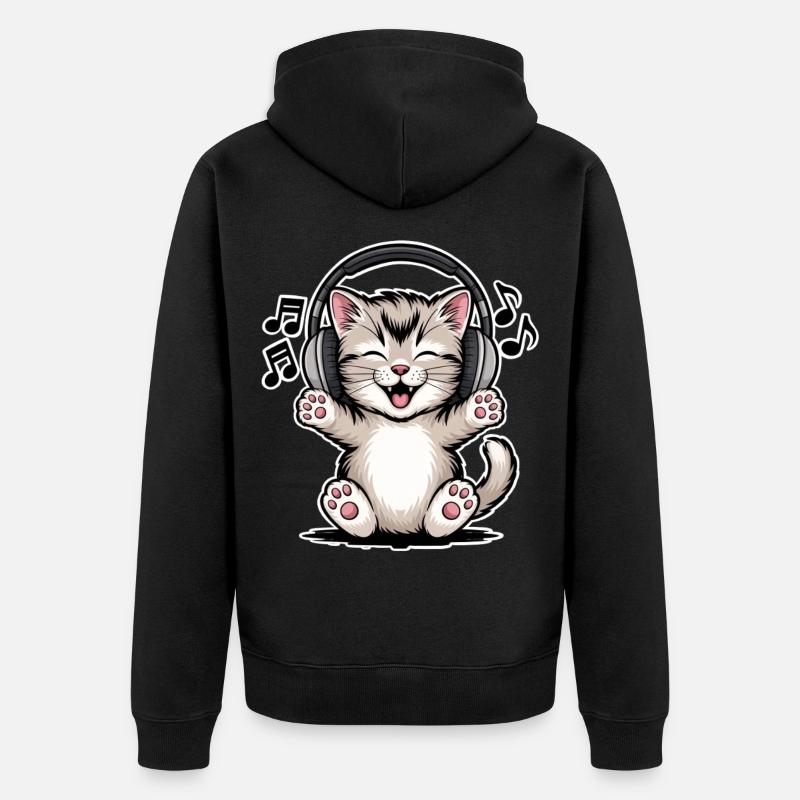 Musique des chats - Veste à capuche bio Premium Unisexe - noir