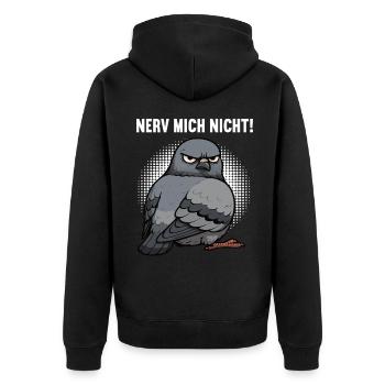 Nerv Mich Nicht Taube Tauben Taubenliebhaber  - Unisex Premium Bio Zip Hoodie - Schwarz - Hinten - Nico (187cm)