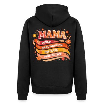 MAMA Retro Qualities Waves & Flowers | Gift - Unisex Premium Organic Zip Hoodie - black - Back - Nico (187cm)