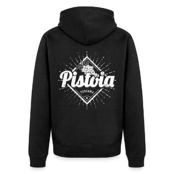 Pistoia Toskana in Italien mit Retro Weintrauben - Unisex Premium Bio Zip Hoodie - Schwarz - Hinten - Nico (187cm)