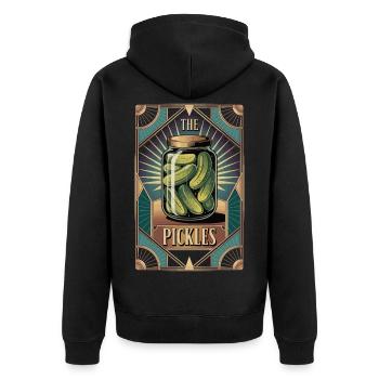 Gurken T-Shirt im Tarot Stil für Gurken Liebhaber - Unisex Premium Bio Zip Hoodie - Schwarz - Hinten - Nico (187cm)