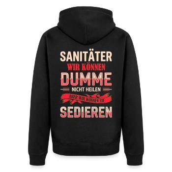 Sanitäter Dumme Heilen Geschenkidee - Unisex Premium Bio Zip Hoodie - Schwarz - Hinten - Nico (187cm)