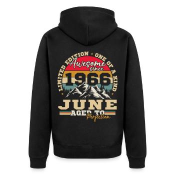June 1966 Vintage Retro Birthday Gift - Unisex Premium Organic Zip Hoodie - black - Back - Nico (187cm)