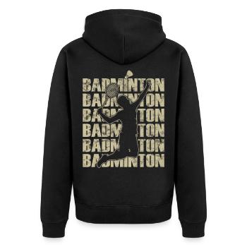 Badmintonspieler Im Retro-Stil - Unisex Premium Bio Zip Hoodie - Schwarz - Hinten - Nico (187cm)