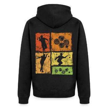 Joueur de bocce et de pétanque Style graphique vintage - Veste à capuche bio Premium Unisexe - noir - Dos - Nico (187cm)