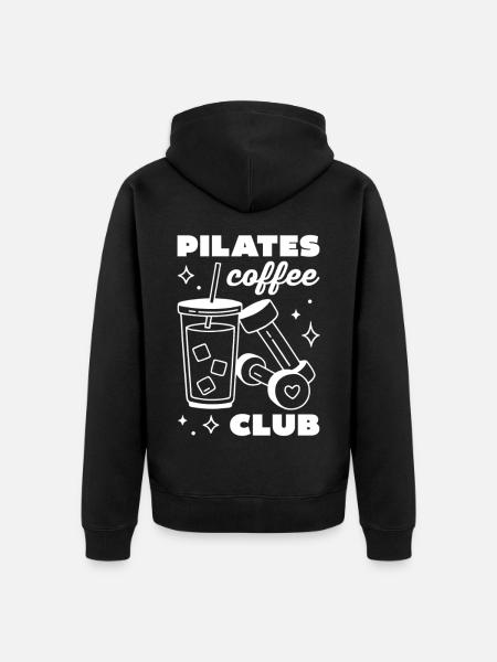 Pilates- und Eiskaffee-Latte-Club - Unisex Premium Bio Zip Hoodie - Schwarz