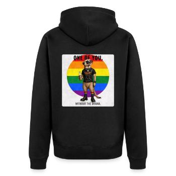 Funny Gay Pride Meerkat Design - Unisex Premium Bio Zip Hoodie - Schwarz - Hinten - Nico (187cm)