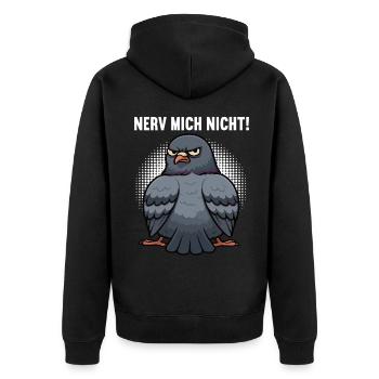 Nerv Mich Nicht Taube Tauben Taubenliebhaber  - Unisex Premium Bio Zip Hoodie - Schwarz - Hinten - Nico (187cm)