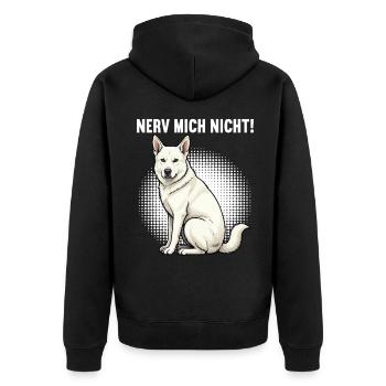 Nerv Mich Nicht Weißer Schäferhund Schäferhunde - Unisex Premium Bio Zip Hoodie - Schwarz - Hinten - Nico (187cm)