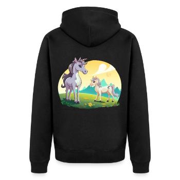 Les licornes au Sonnenfeld - Veste à capuche bio Premium Unisexe - noir - Dos - Nico (187cm)