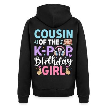 Cousin de la fille d’anniversaire de la K-Pop - Veste à capuche bio Premium Unisexe - noir - Dos - Nico (187cm)