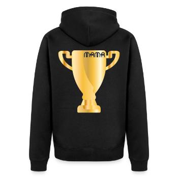 Sport Pokal - Mama - Unisex Premium Bio Zip Hoodie - Schwarz - Hinten - Nico (187cm)
