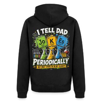 Ich erzähle Daddad-Witze ab und zu | Humorwissenschaft - Unisex Premium Bio Zip Hoodie - Schwarz - Hinten - Nico (187cm)