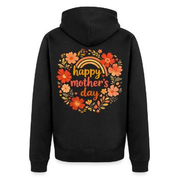 Happy Mother's Day Couronne Fleurs Rétro - Veste à capuche bio Premium Unisexe - noir - Dos - Nico (187cm)