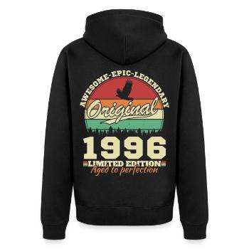 1996 Vintage Retro Birthday Gift 1996 - Unisex Premium Organic Zip Hoodie - black - Back - Nico (187cm)