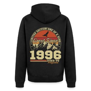 1996 Vintage Retro Birthday Gift 1996 - Unisex Premium Organic Zip Hoodie - black - Back - Nico (187cm)