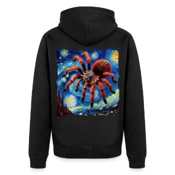 Rotknie Vogelspinne Starry Night - Unisex Premium Bio Zip Hoodie - Schwarz - Hinten - Nico (187cm)