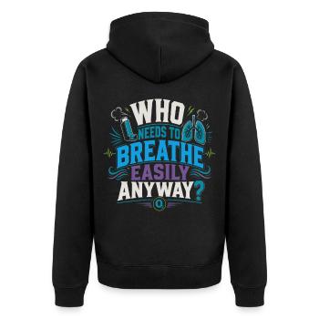 Asthma Asthmatics - Unisex Premium Organic Zip Hoodie - black - Back - Nico (187cm)
